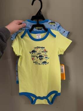 Carhartt Baby Boys 12M Short-Sleeve Fishing Bodysuit 2-Pack Set